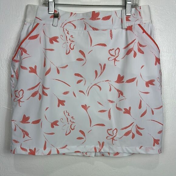 Chervò Floral Print White And Red Golf Skort With Pockets Size 8 - Picture 1 of 9